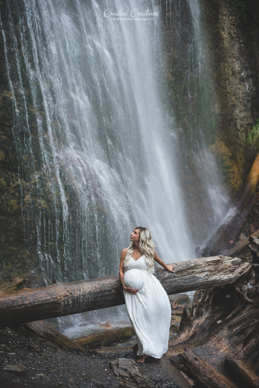 pregnancy photos waterfall, maternity, romantic